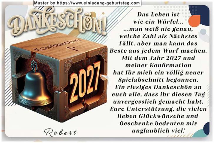 Die Danksagung zur Konfirmation mit dem besonderen Würfel