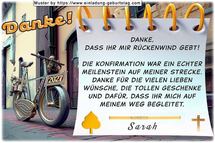 Die Danksagung zur Konfirmation mit dem besonderen Fahrrad