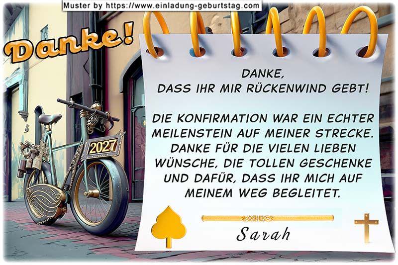 Die Danksagung zur Konfirmation mit dem besonderen Fahrrad