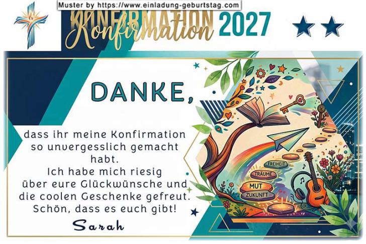 Die Danksagung zur Konfirmation mit den beschrifteten Trittstufen