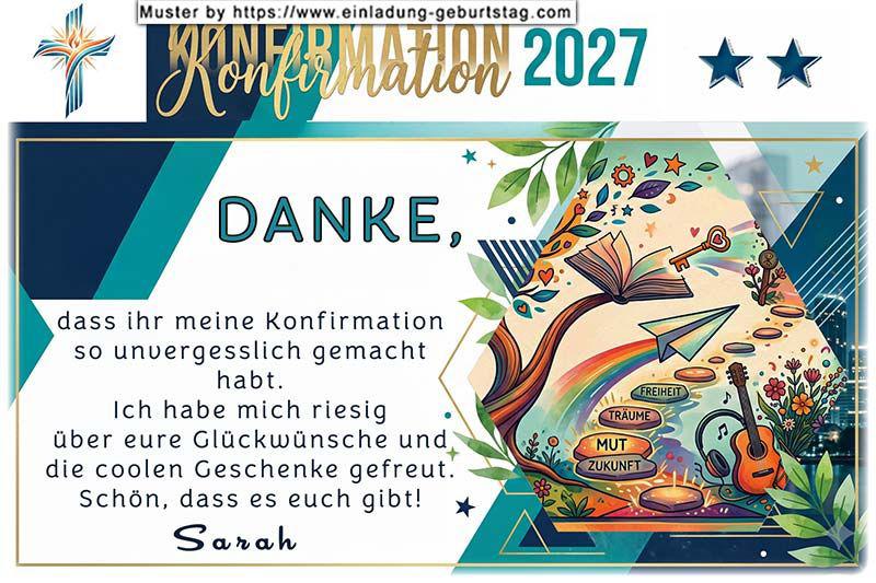 Die Danksagung zur Konfirmation mit den beschrifteten Trittstufen