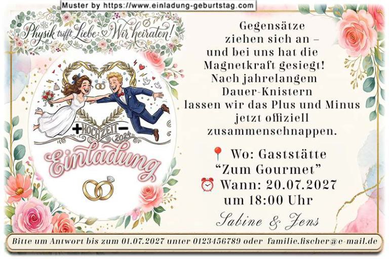 lustige Hochzeitseinladung mit witzigem änderbaren Text mit dem Sonderzug