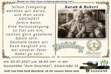 Die lustige Einladung zur Hochzeit mit dem frühen Planungen für die Feier, Sie beide als Babys