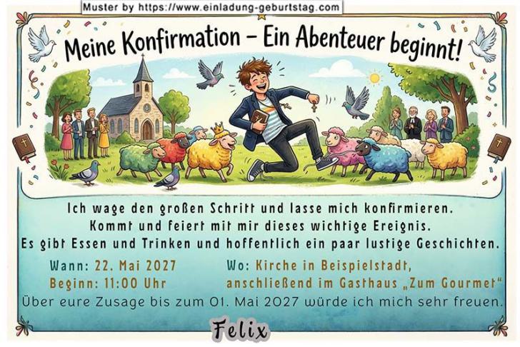 Die lustige Einladung zur Konfirmation - das Abenteuer beginnt
