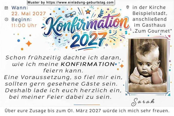 Die lustige Einladung zur Konfirmation mit deinen frühen Planungen für die Feier