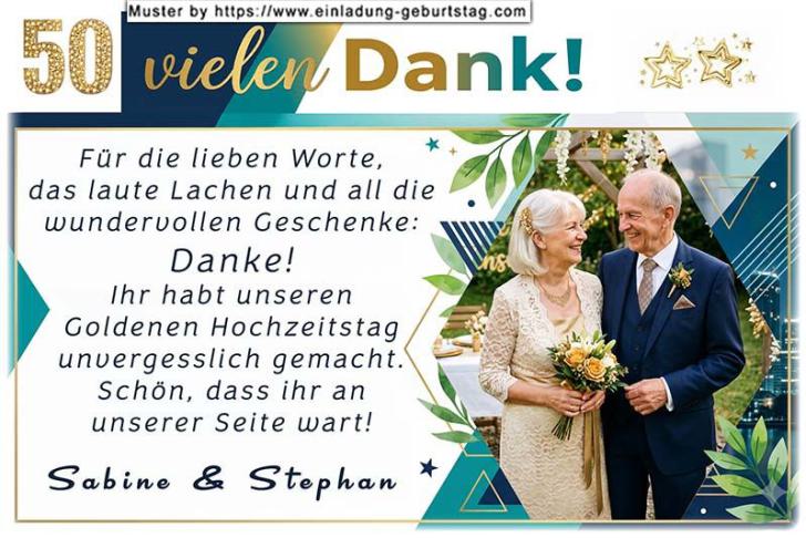 Die Danksagung zur Goldenen Hochzeit mit Ihrem Foto im Hochformat