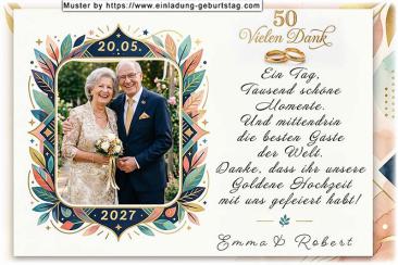 Die Danksagung zur Goldenen Hochzeit mit Ihrem Foto in einem modernen Rahmen