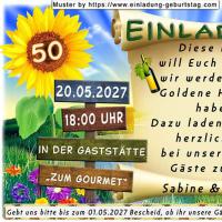 Die originelle Einladung zur Goldenen Hochzeit mit Ihrer Jubiläumszahl in einer Sonnenblume