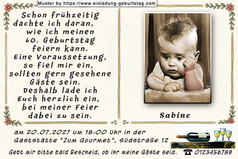 Die lustige Einladung zum Geburtstag - schon als kleines Baby haben Sie sich Gedanken über Ihren jetzigen Geburtstag gemacht.