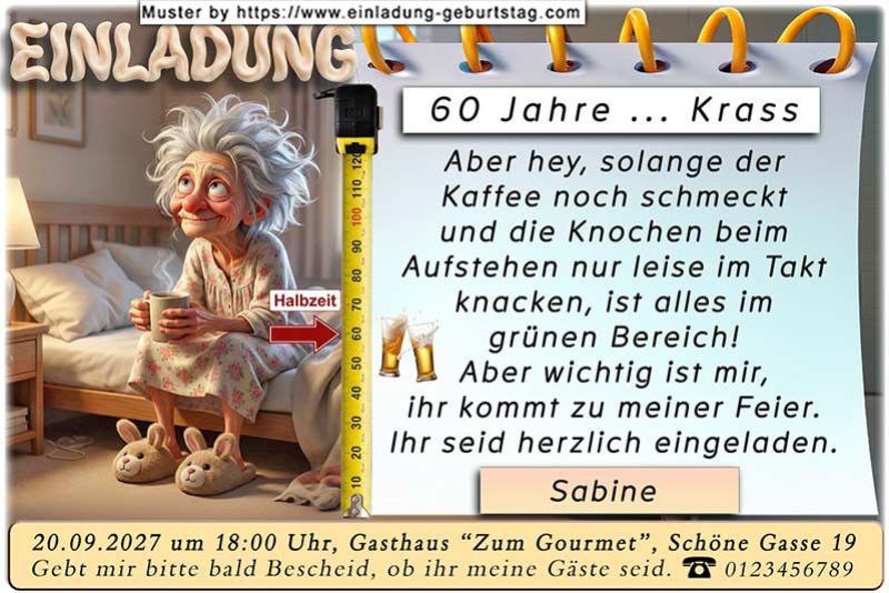 Die lustige Einladung zum Geburtstag - Eine Frau sitzt auf der Bettkante und grübelt über Ihre baldige Geburtstagsfeier.