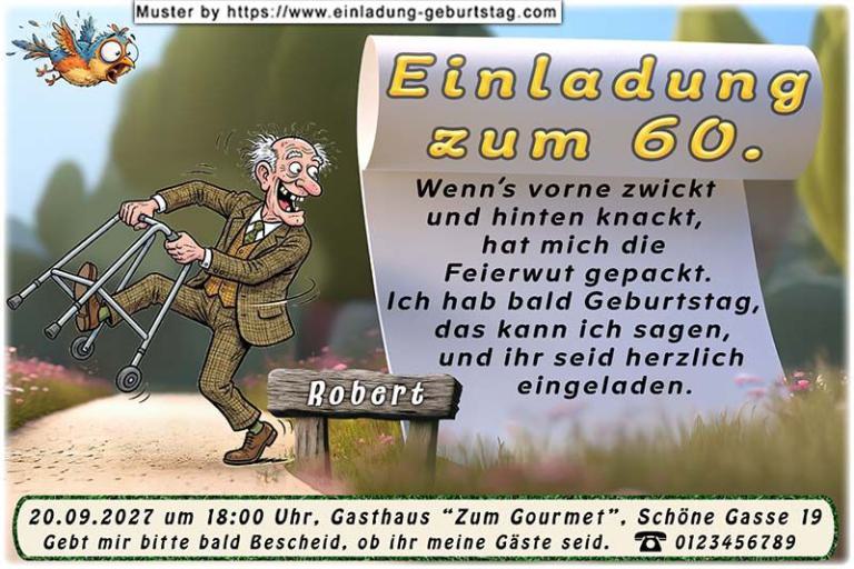 Die lustige Einladung zum Geburtstag mit dem frustrierten Mann – die Haare werden immer grauer und das nervt schon echt auf Dauer.