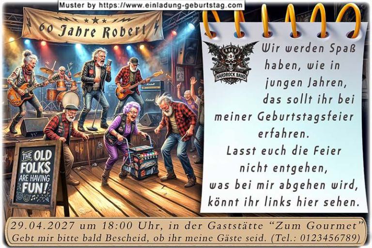Die lustige Einladung zum Geburtstag - Ihr Alter wird in einen Abreißkalender eingesetzt. Die überraschte Frau.