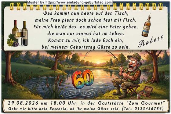 Die lustige Einladung zum Geburtstag - ein Angler hofft einen großen Fisch zu fangen, doch was er aus dem Wasser zieht, ist Ihr Alter.