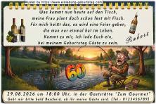 Die lustige Einladung zum Geburtstag - ein Angler hofft einen großen Fisch zu fangen, doch was er aus dem Wasser zieht, ist Ihr Alter.