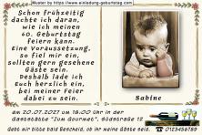 Die lustige Einladung zum Geburtstag - schon als kleines Baby haben Sie sich Gedanken über Ihren jetzigen Geburtstag gemacht.