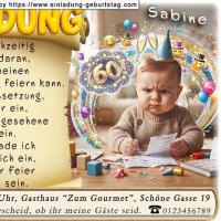 Die lustige Einladung zum Geburtstag - schon als kleines Baby haben Sie sich Gedanken über Ihren jetzigen Geburtstag gemacht.