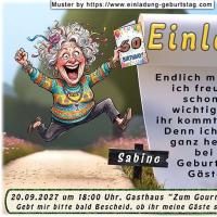 Die lustige Einladung zum Geburtstag einer Frau, die sich so richtig über Ihre anstehende Feier freut.