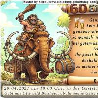 Die lustige Einladung zum Geburtstag mit dem Mann auf einem Mammut - Sie wünschen sich eine rustikale Feier