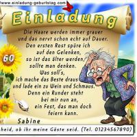 Die lustige Einladung zum Geburtstag mit den Problemen des älter werdens einer Frau