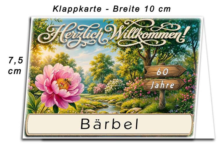 die Tischkarte als Platzkarte zum Geburtstag mit Ihrem Alter und dem Namen des Gastes