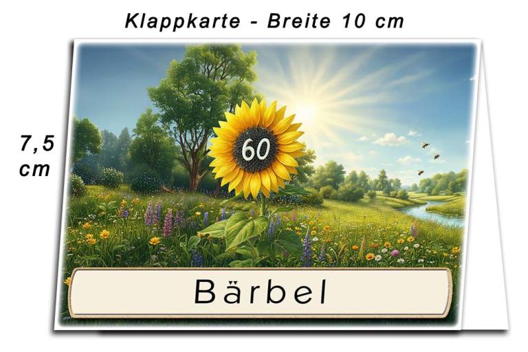 die Tischkarte als Platzkarte zum Geburtstag mit Ihrem Alter und dem Namen des Gastes