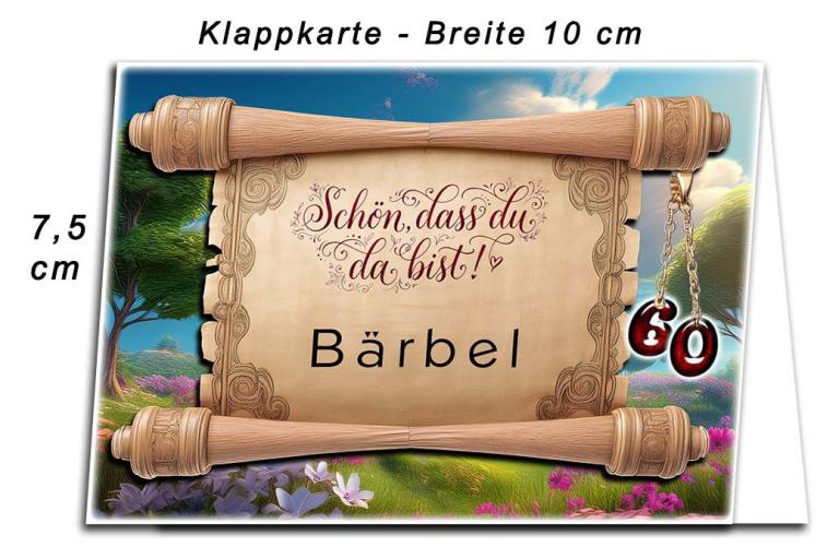 die Tischkarte als Platzkarte zum Geburtstag mit Ihrem Alter und dem Namen des Gastes