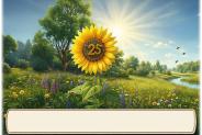 Tischkarte Silberhochzeit - die Sonnenblume und Textfeld für den Namen des Gastes