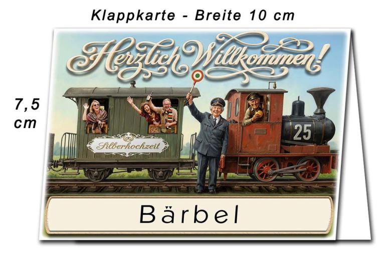 Tischkarte Silberhochzeit - der Sonderzug - Kartenabmessungen