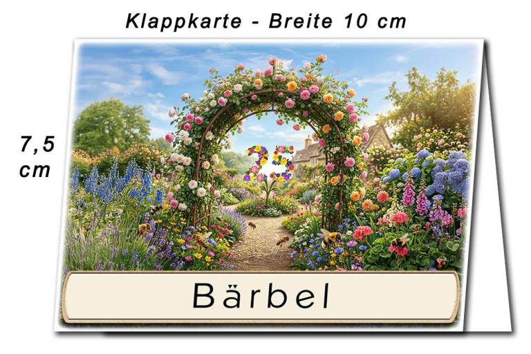 Tischkarte Silberhochzeit - der Rosenbogen - Kartenabmessungen