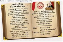 Die lustige Einladungskarte zur Jugendweihe als Vorladung für deine Gäste