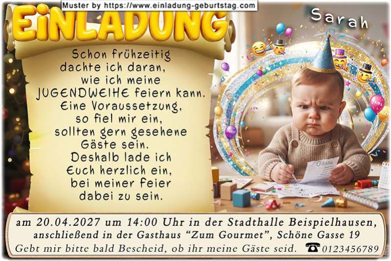die lustige Einladung zur Jugendweihe - als Kleinkind hast du schon deine Jugendweihe geplant