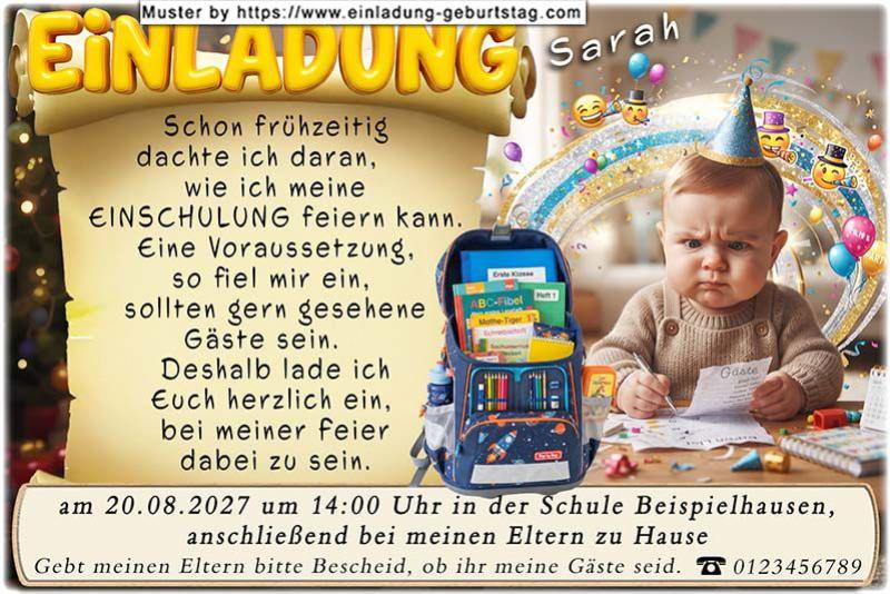 Schon als Baby hat das baldige Schulkind seine Einschulung geplant.
