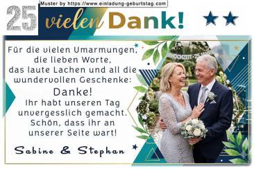Die Dankeskarte zur Silberhochzeit mit Ihrem Foto im Hochformat