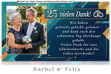 Die Dankeskarte zur Silberhochzeit mit Ihrem Foto im Großformat