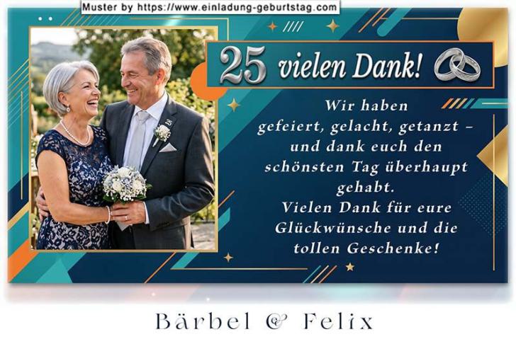 Die Dankeskarte zur Silberhochzeit mit Ihrem Foto im Großformat