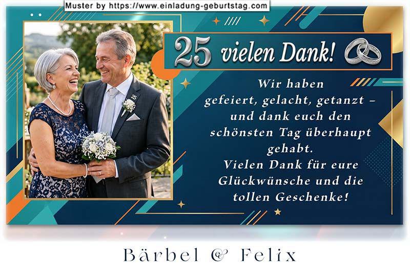 Die Dankeskarte zur Silberhochzeit mit Ihrem Foto im Großformat