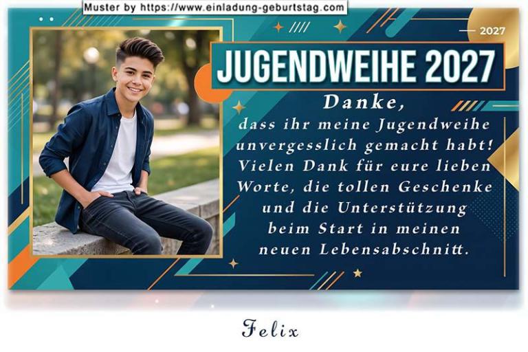 Die Danksagung zur Jugendweihe mit deinem Foto im Großformat