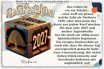 Die Danksagung zur Jugendweihe mit dem speziellen Würfel
