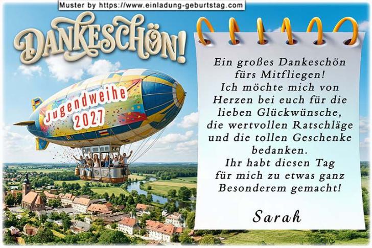 Die Danksagung zur Jugendweihe mit dem Luftschiff