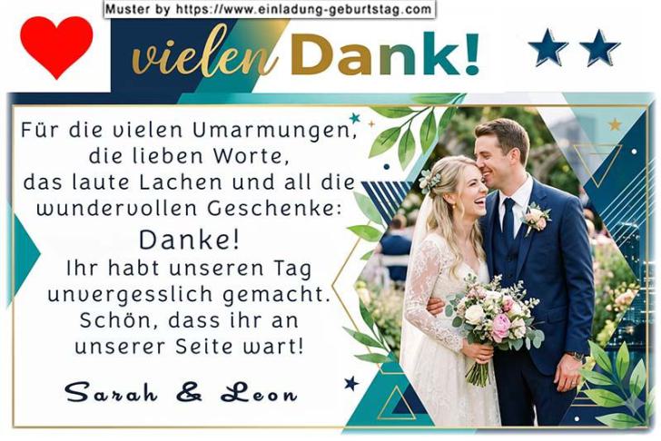 Die Dankeskarte zur Hochzeit mit Ihrem Foto im Hochformat