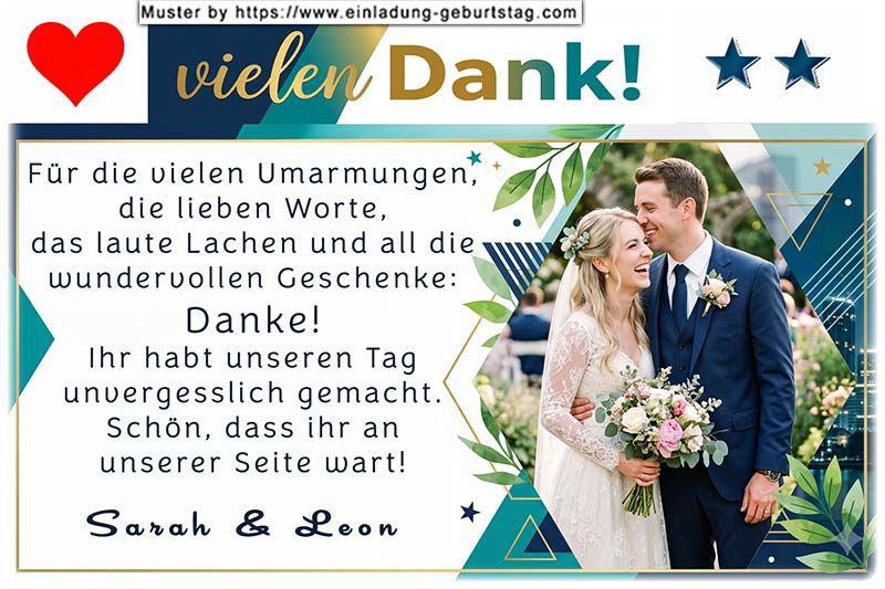 Die Dankeskarte zur Hochzeit mit Ihrem Foto im Hochformat