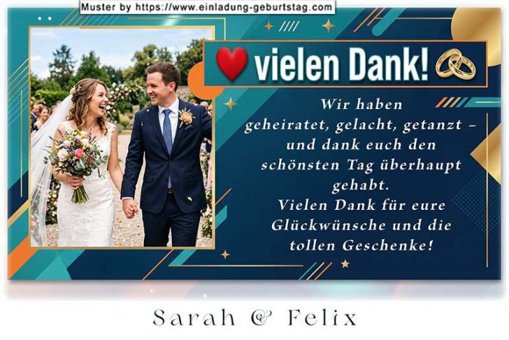Die Dankeskarte zur Hochzeit mit Ihrem Foto im Großformat