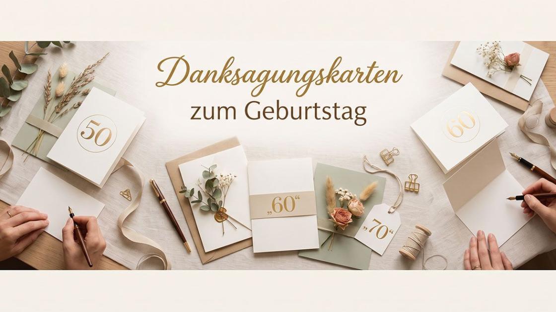 Danksagungskarten zum Geburtstag mit oder ohne Foto