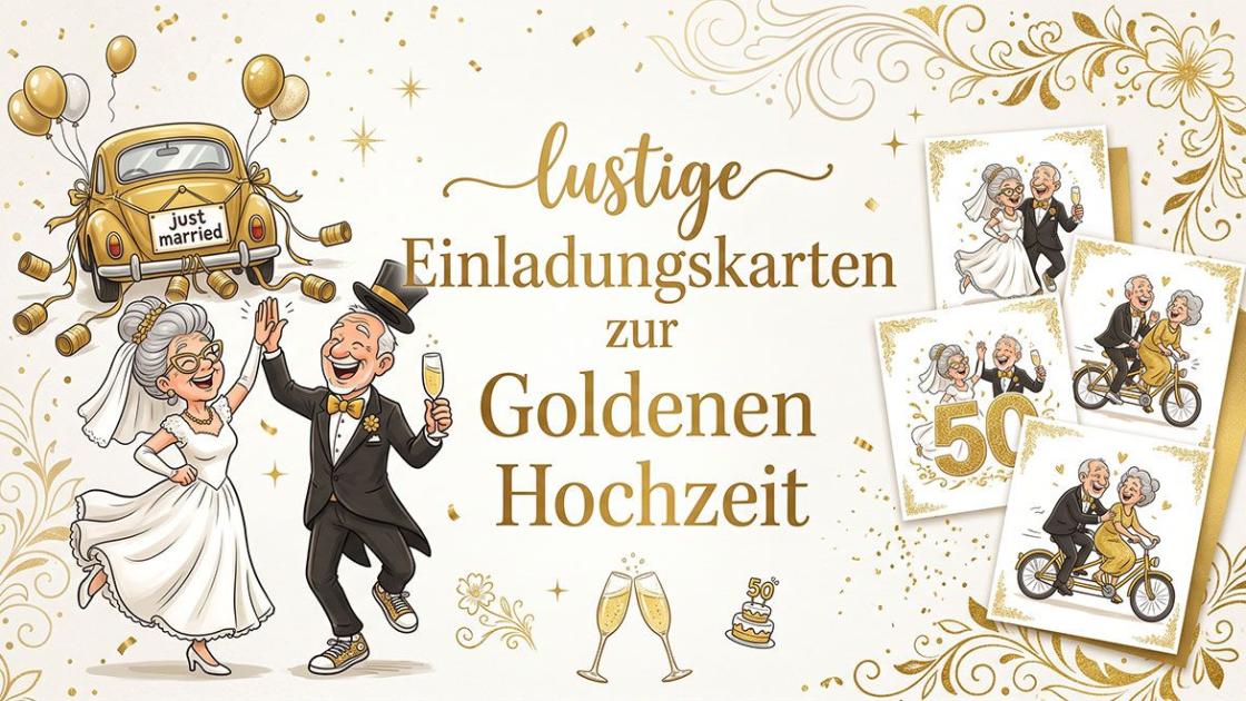 lustige Einladungskarten zur Goldenen Hochzeit