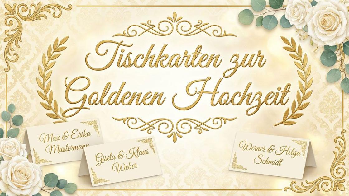 Tischkarten zur Goldenen Hochzeit