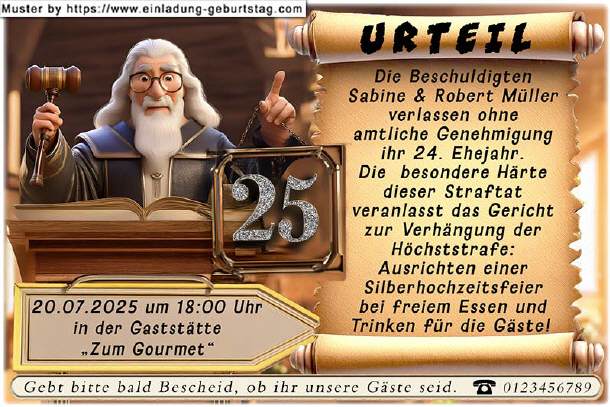 Einladung Silberhochzeit lustig - das Urteil