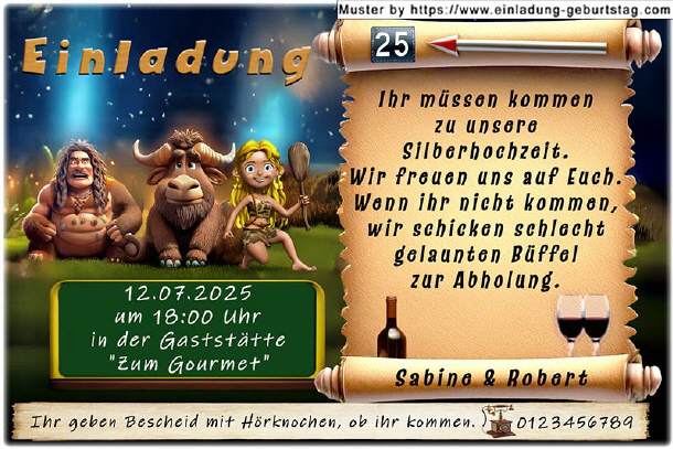 Einladung Silberhochzeit lustig - der Büffel