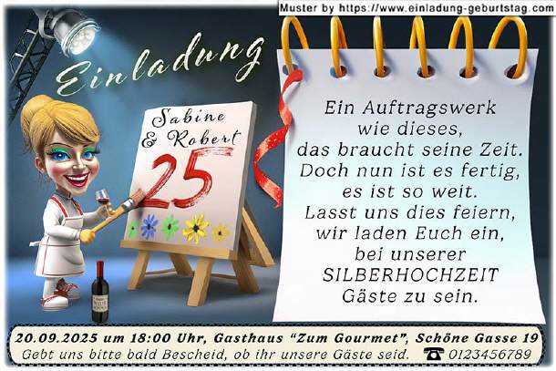 Einladung Silberhochzeit lustig - Bulle und Kuh