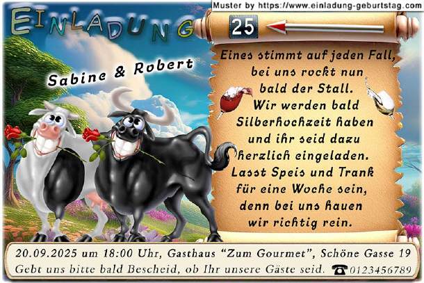 Einladung Silberhochzeit lustig - tratschen