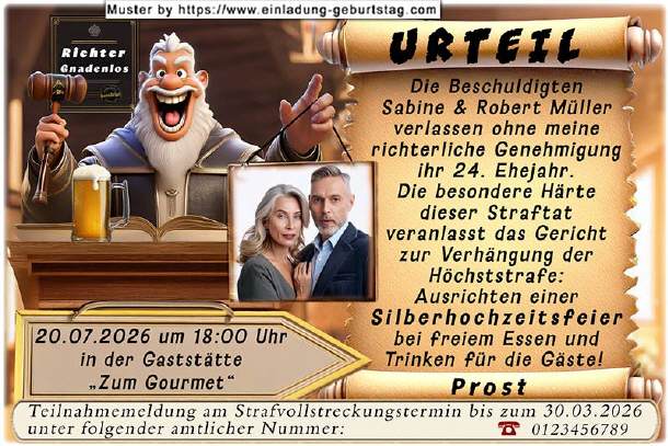 Einladung Silberhochzeit Foto und Richter